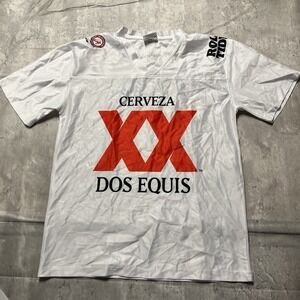 Dos Equis XX Cerveza Beer Jersey Mens Small White Logo Sport-Tek Tag